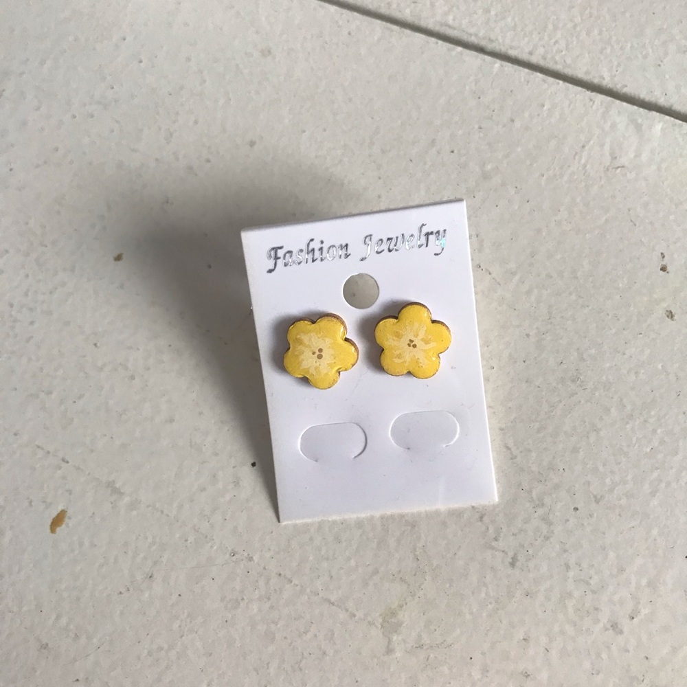 Fashion Jewelry Kids Yellow Flower Stud Earrings